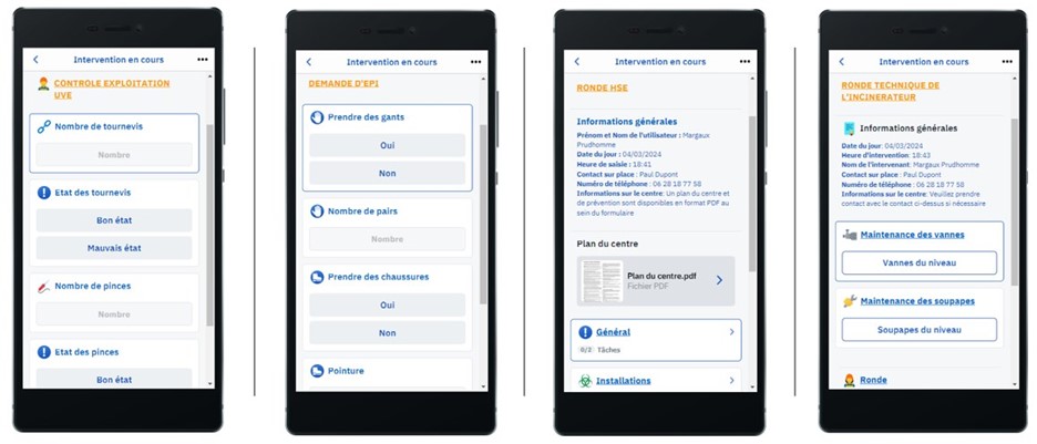 Les techniciens accèdent à des formulaires intuitifs pour leurs interventions